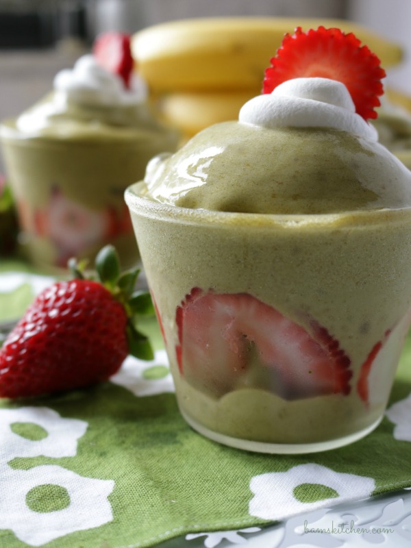 Closeup shot of matcha banana icecream just starting to melt...