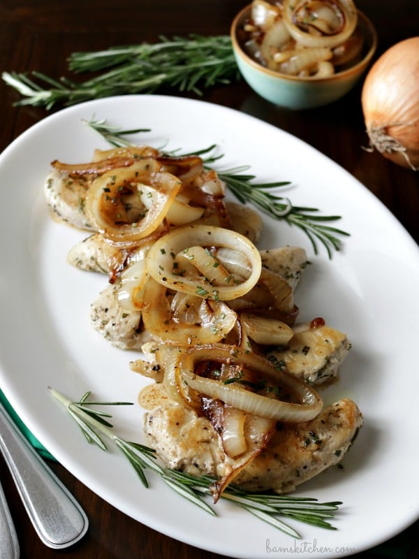 Rosemary Chicken with Sautéed Onion Sauce / https://www.hwcmagazine.com