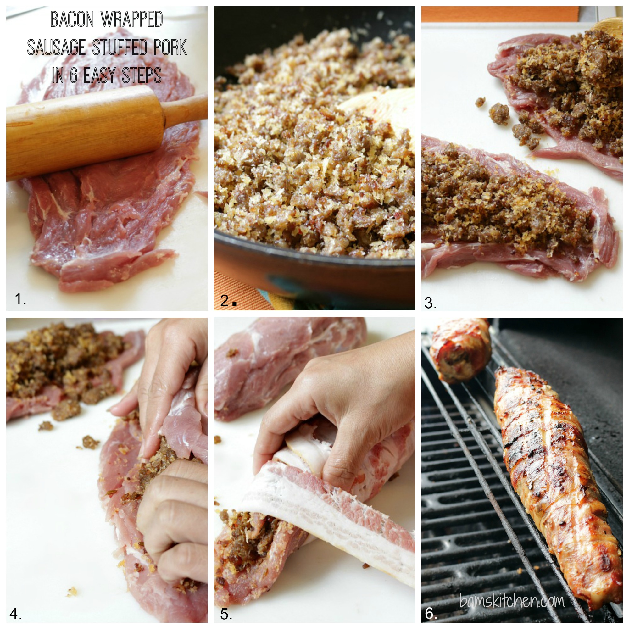 Bacon Wrapped Sausage Stuffed Pork / https://www.hwcmagazine.com