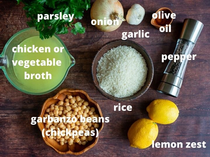 Ingredients to make the best Mediterranean rice.