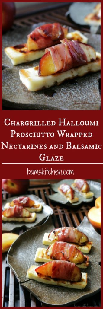 Chargrilled Halloumi Prosciutto Wrapped Nectarines and Balsamic Glaze / https://www.hwcmagazine.com