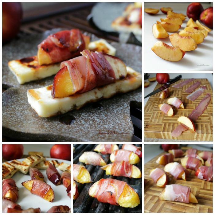 Chargrilled Halloumi Prosciutto Wrapped Nectarines and Balsamic Glaze / https://www.hwcmagazine.com