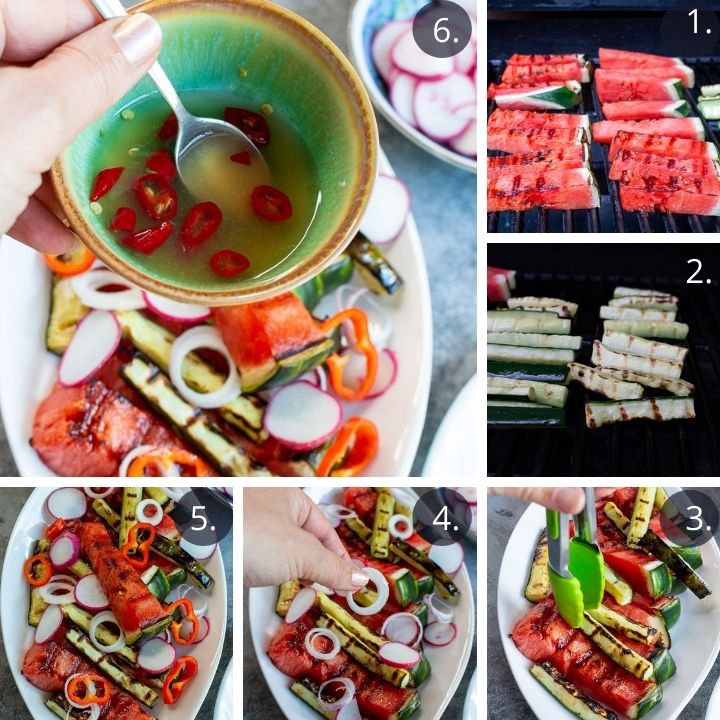 Step by Step how to make Watermelon and cucumber salad.