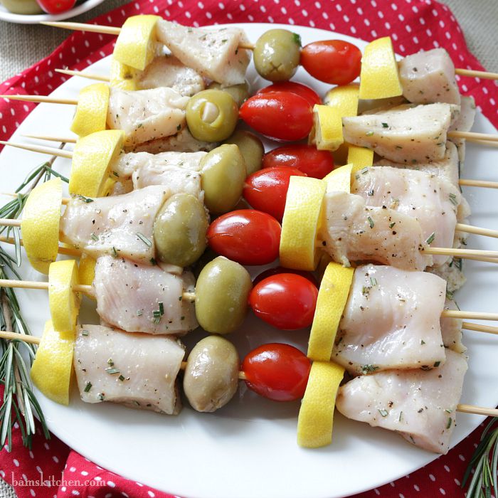 Kabobs getting ready to be put on the grill.