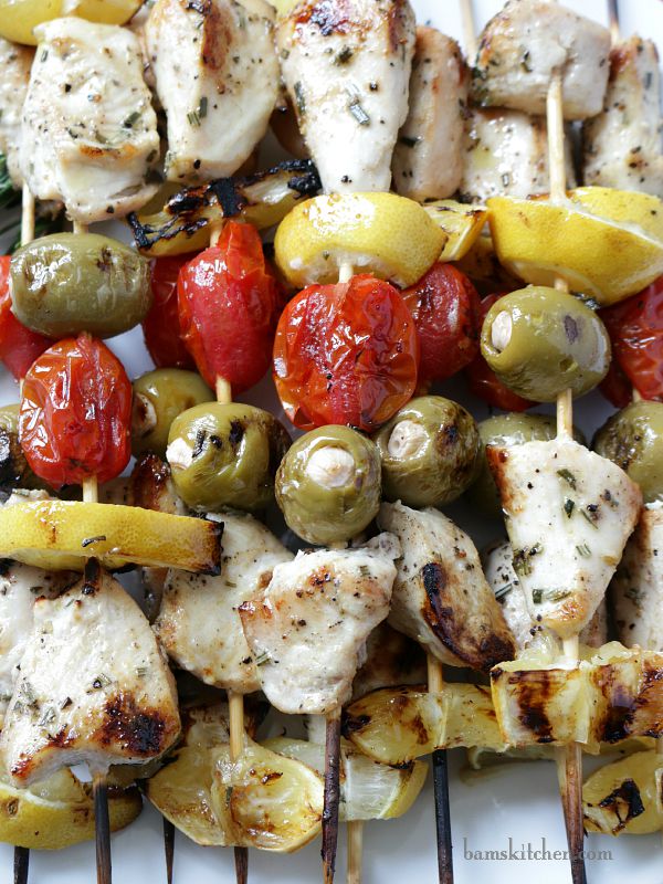 Mediterranean Chicken on a a skewer.