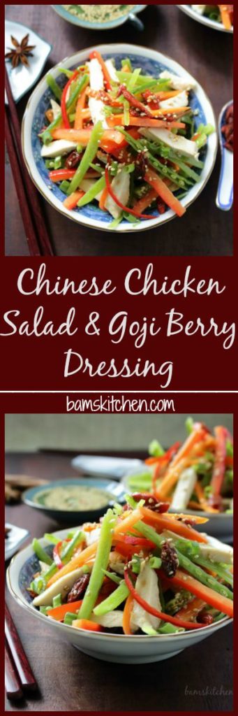 Chinese Chicken Salad and Goji Berry Dressing / https://www.hwcmagazine.com