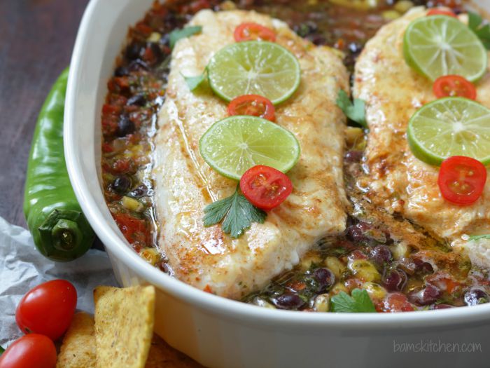 Baked Skinny TEX MEX Fish fresh out of the oven.