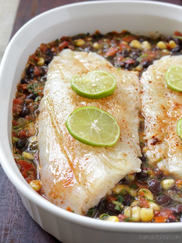 Fish dish ready to go into the oven.