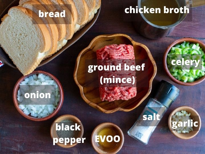 Ingredients laid out on a wooden board.