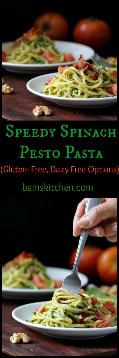 Speedy Spinach Pesto Pasta / https://www.hwcmagazine.com