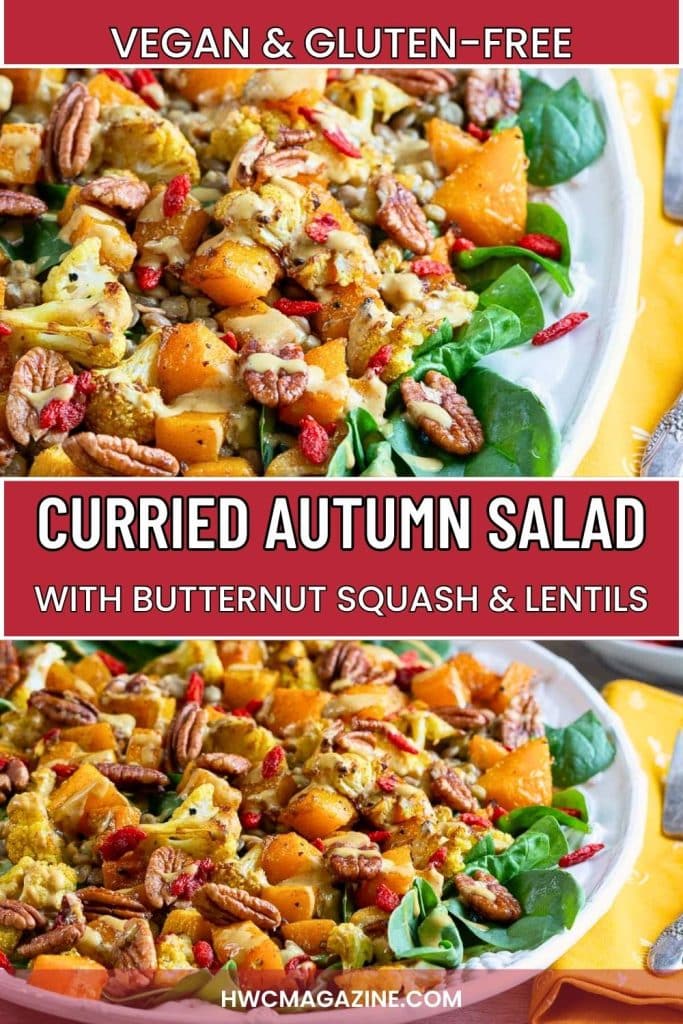 Warm curried autumn salad with roasted veggies