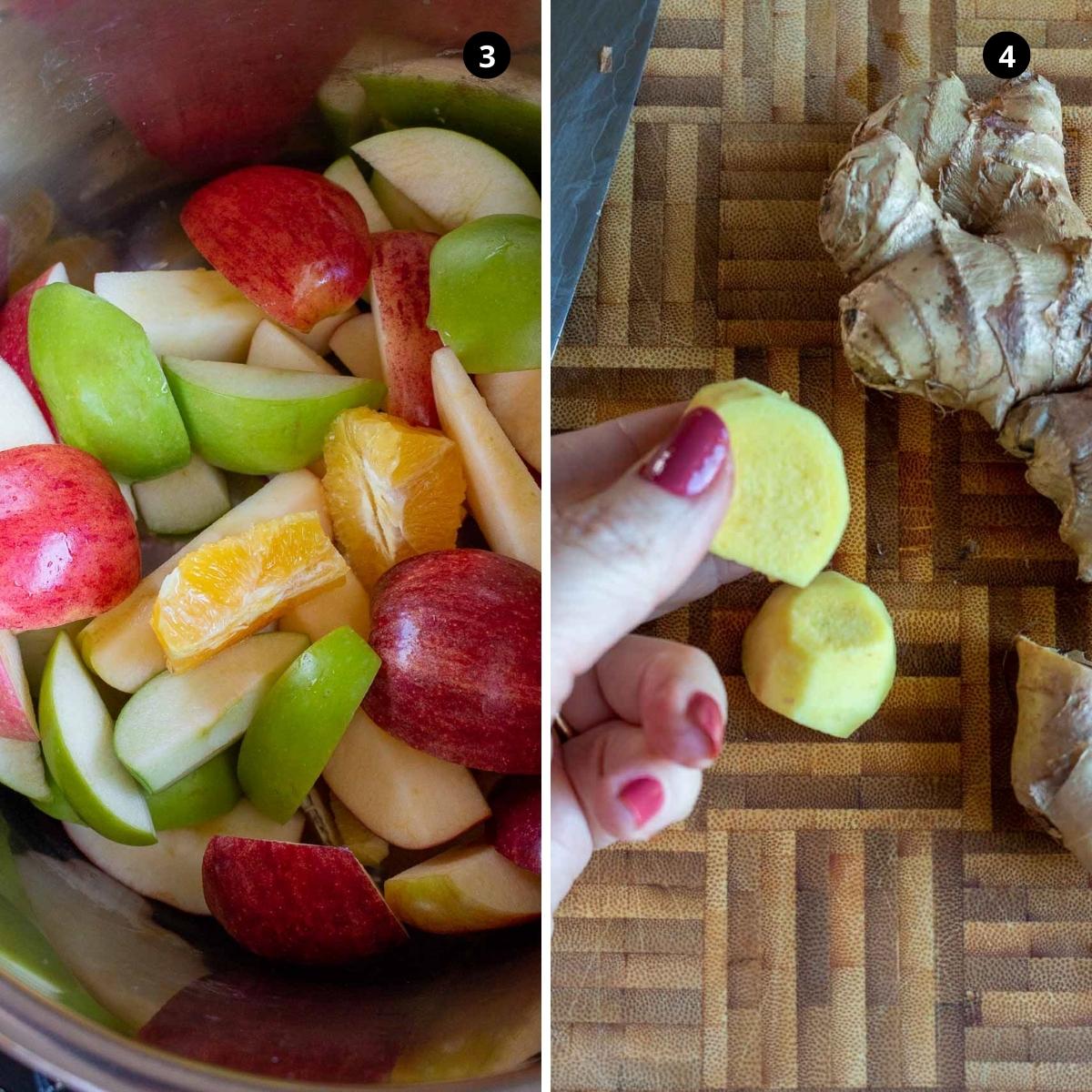 apples and oranges in instant pot and ginger added.