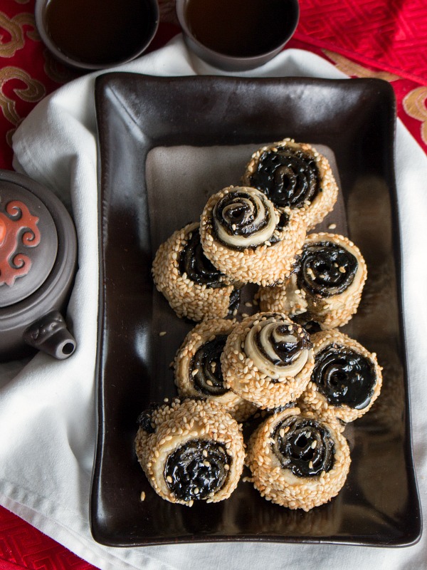 Teatime with sesame pinwheel cookies.