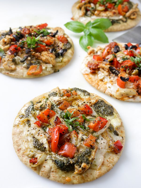 DIY Pita Pizza Party with individual and unique pizzas ready to eat.