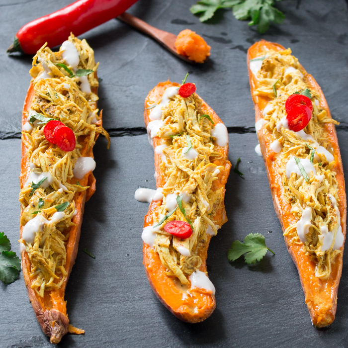 Pull Apart Tandoori Chicken Sweet Potato Skins / https://www.hwcmagazine.com