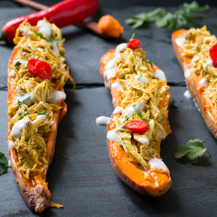 Pull Apart Tandoori Chicken Sweet Potato Skins / https://www.hwcmagazine.com