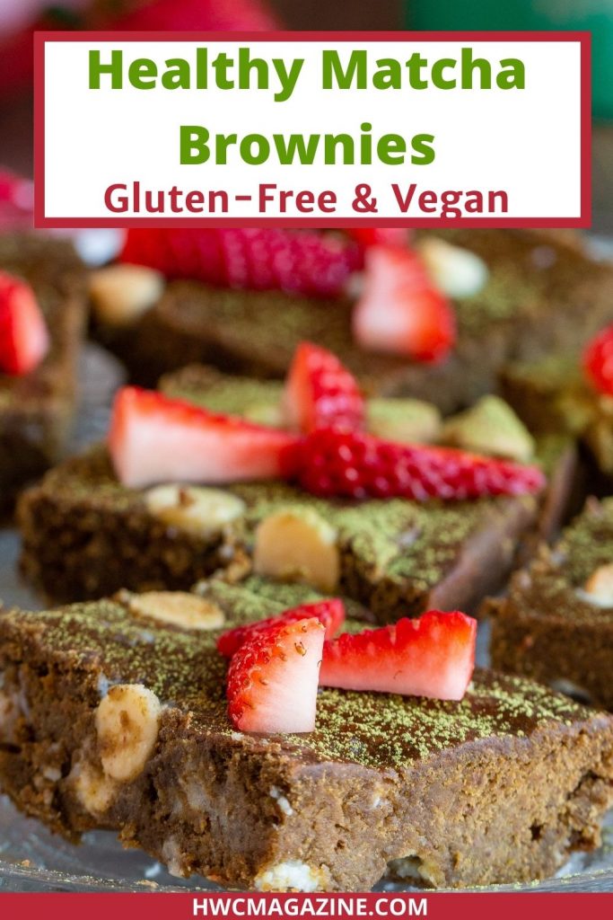 Healthy Matcha Brownies gluten free and vegan.