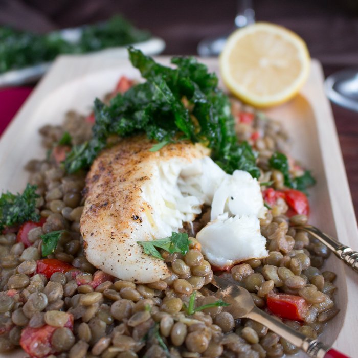 Baked Tilapia with Caramelized Onion Lentils / https://www.hwcmagazine.com