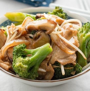 Pork and broccoli stir fry.