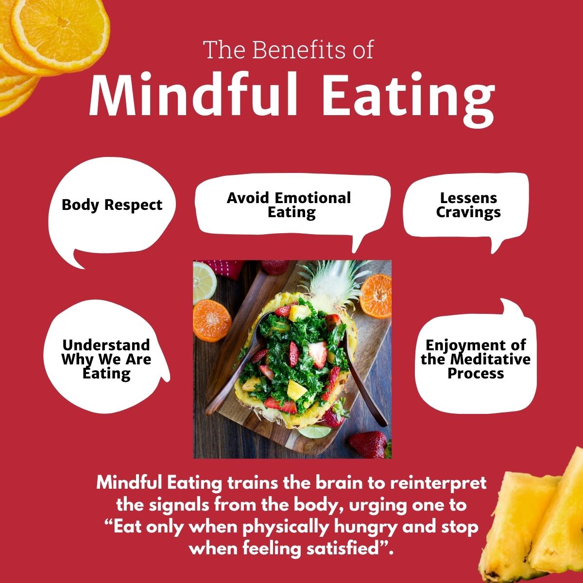 Benefits of mindful eating summarized.