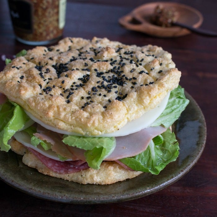 Cloud Bread made into a sandwich.