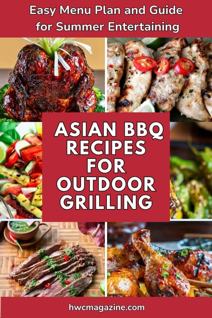 Asian BBQ recipes for outdoor grilling with an easy menu plan and planning guide for entertaining.