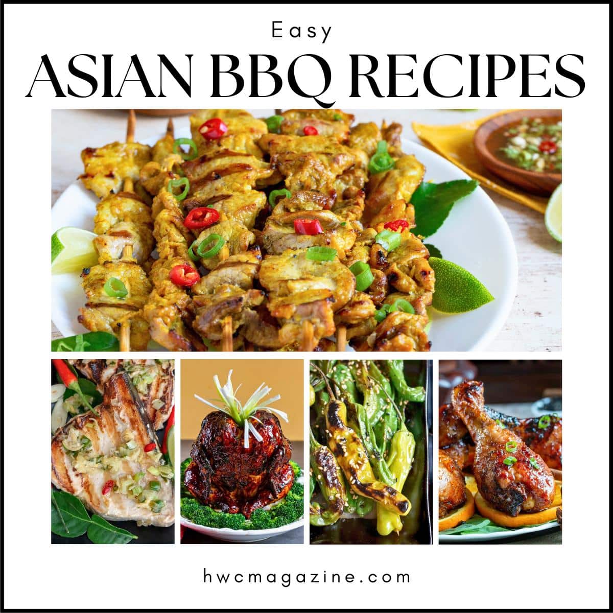 Easy Asian BBQ and grilling recipes such as Thai pork skewers, grilled fish, Peking beer butt chicken, grilled vegetables and more.
