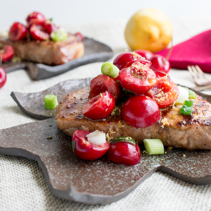 Grilled Five Spice Pork Loin Chops with Cherry Ginger Salsa / https://www.hwcmagazine.com