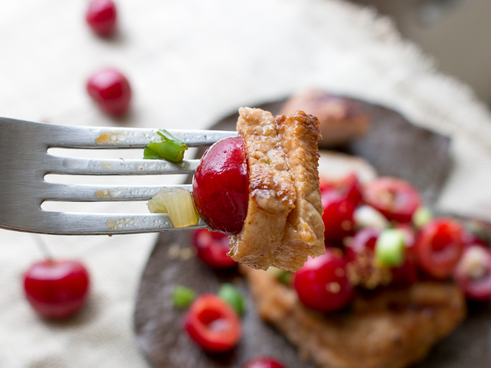 Grilled Five Spice Pork Loin Chops with Cherry Ginger Salsa / https://www.hwcmagazine.com