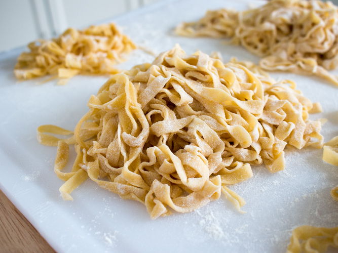 Homemade Tagliatelle Pasta with Zucchini Blossoms / https://www.hwcmagazine.com