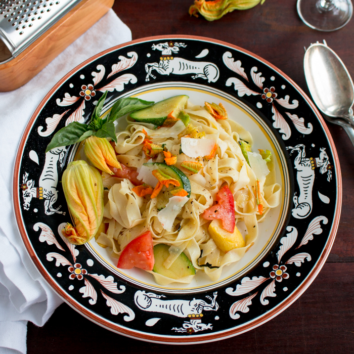 Homemade Tagliatelle Pasta with Zucchini Blossoms / https://www.hwcmagazine.com