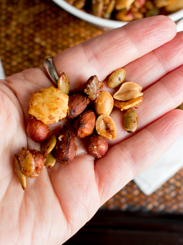 Handful of spiced nuts.