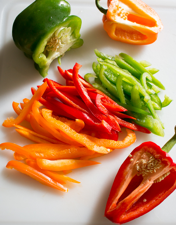 red, yellow and green bell peppers