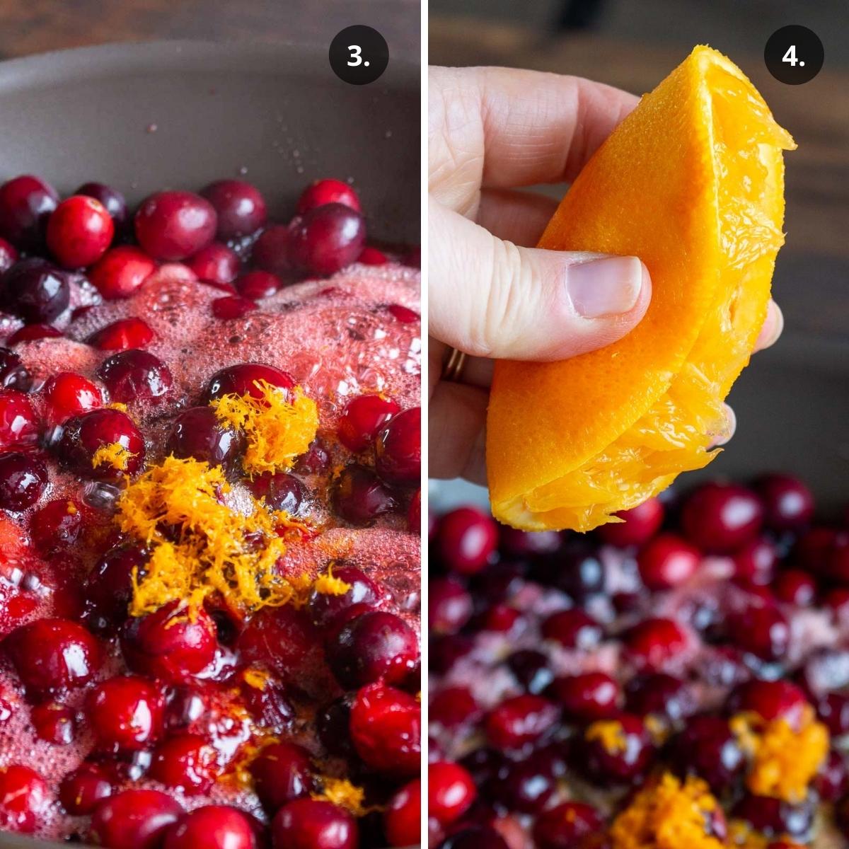 Adding in zest and juice of orange.