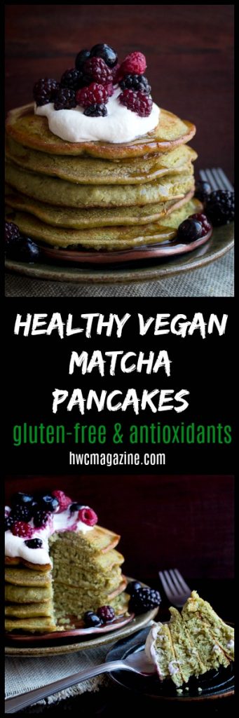 Healthy Vegan Matcha Pancakes / https://www.hwcmagazine.com