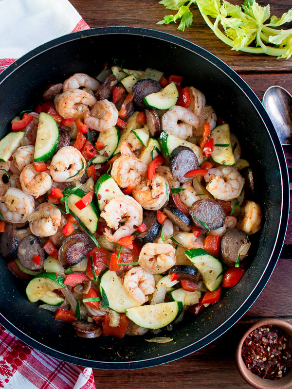 Low Carb Shrimp and Sausage Skillet/ https://www.hwcmagazine.com