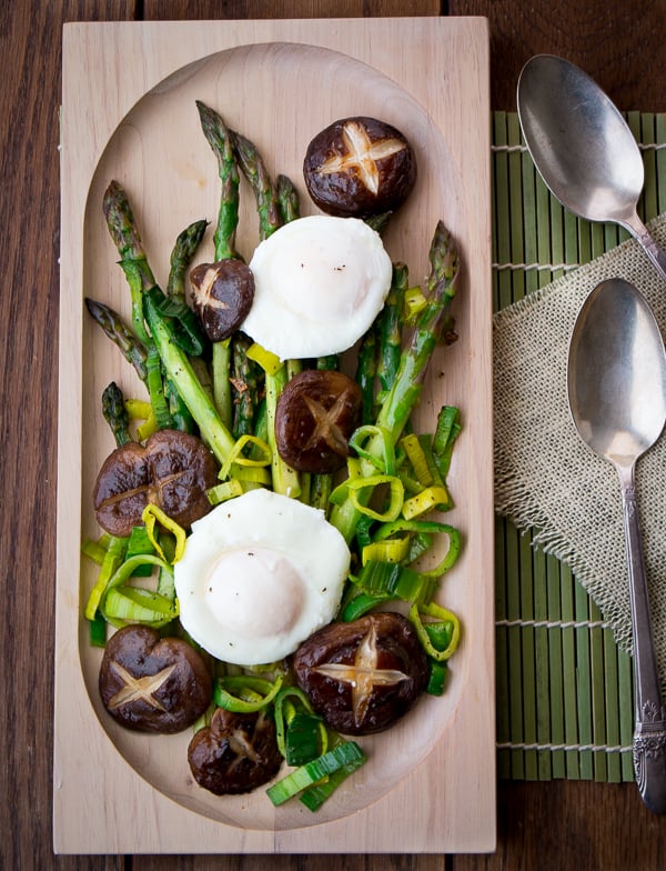 Sautéed Asparagus and Mushrooms with Poached Eggs/ https://www.hwcmagazine.com