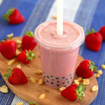 Strawberry and peanut butter bubble tea