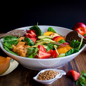 Summer Salad with Strawberry Rose Dressing / https://www.hwcmagazine.com