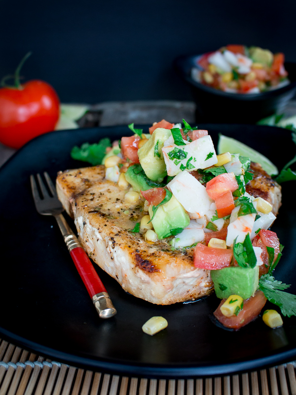 Grilled Swordfish with Summer Crab Salsa / https://www.hwcmagazine.com