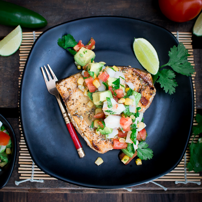 Grilled Swordfish with Summer Crab Salsa / https://www.hwcmagazine.com