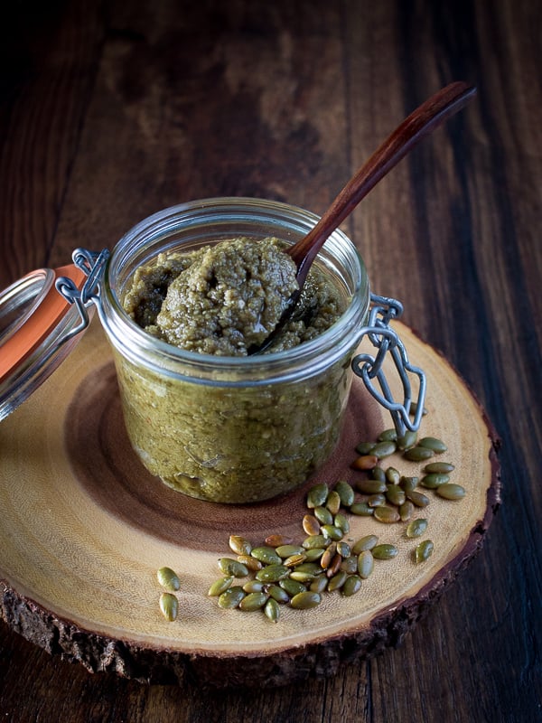 Roasted Pumpkin Seed Butter with a spoonful.