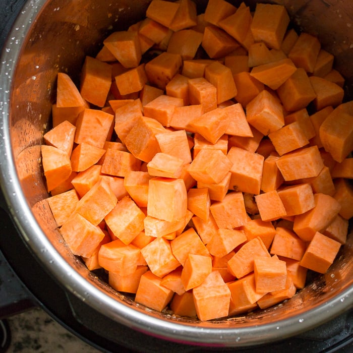 Add the sweet potato in the Instant Pot. 