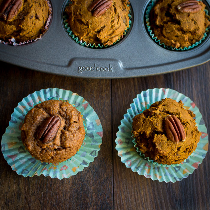 showing the difference between the muffins baked with dates and those baked with brown sugar. 
