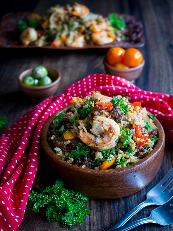 Chorizo and Shrimp Fried Rice / https://www.hwcmagazine.com