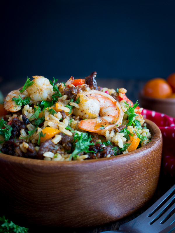 Chorizo and Shrimp Fried Rice / https://www.hwcmagazine.com