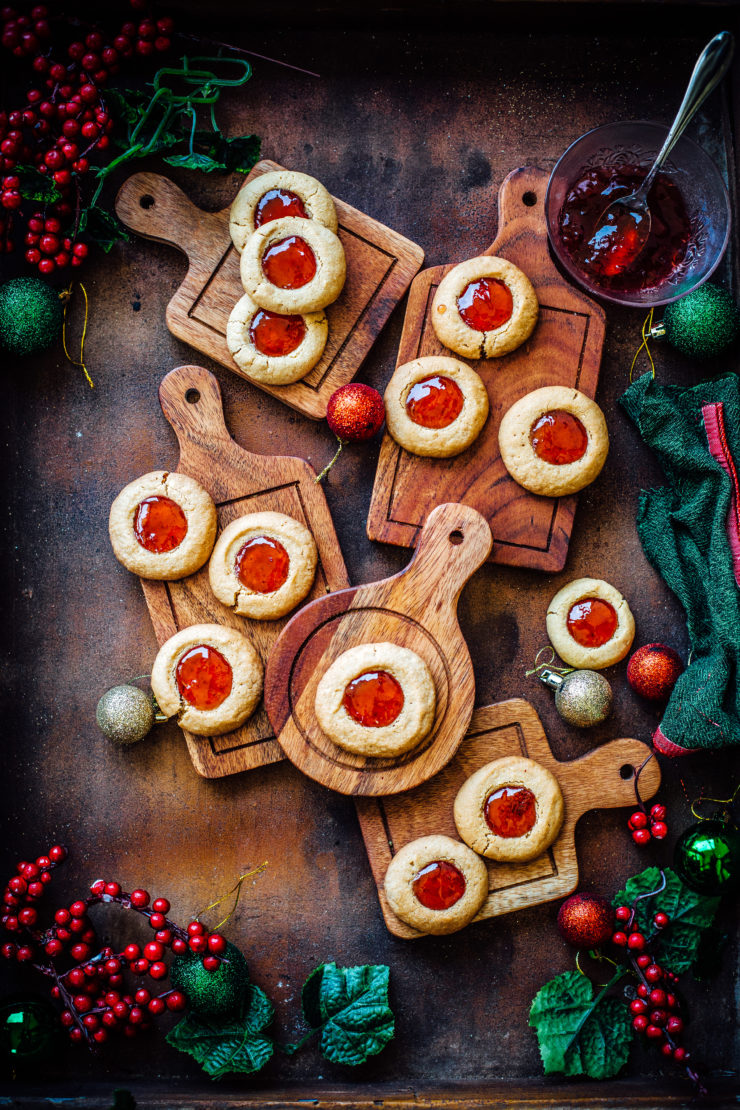 Peanut Butter and Jam Thumbprint cookies