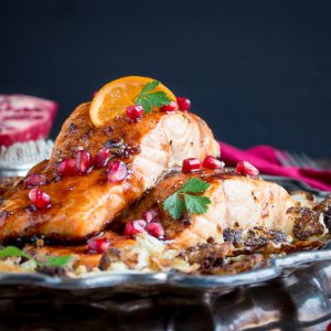 Baked Pomegranate Glazed Salmon / https://www.hwcmagazine.com