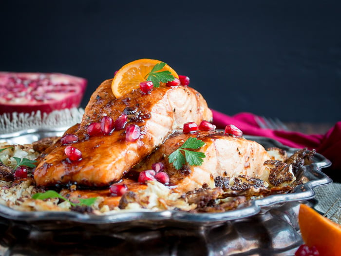 Baked Pomegranate Glazed Salmon / https://www.hwcmagazine.com