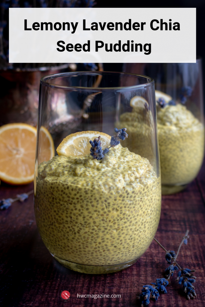 Lemony Lavender Chia Seed Pudding is an easy make ahead breakfast packed with anti-inflammatory turmeric, fresh zesty lemon and calming aromatic lavender for one creamy and delicious bite. (Dairy-free and Gluten-free) #breakfast #makeahead #easyrecipe #lemon #lavender #mothersday #brunch #chiaseed #hwcmagazine @hwcmagazine / https://www.hwcmagazine.com